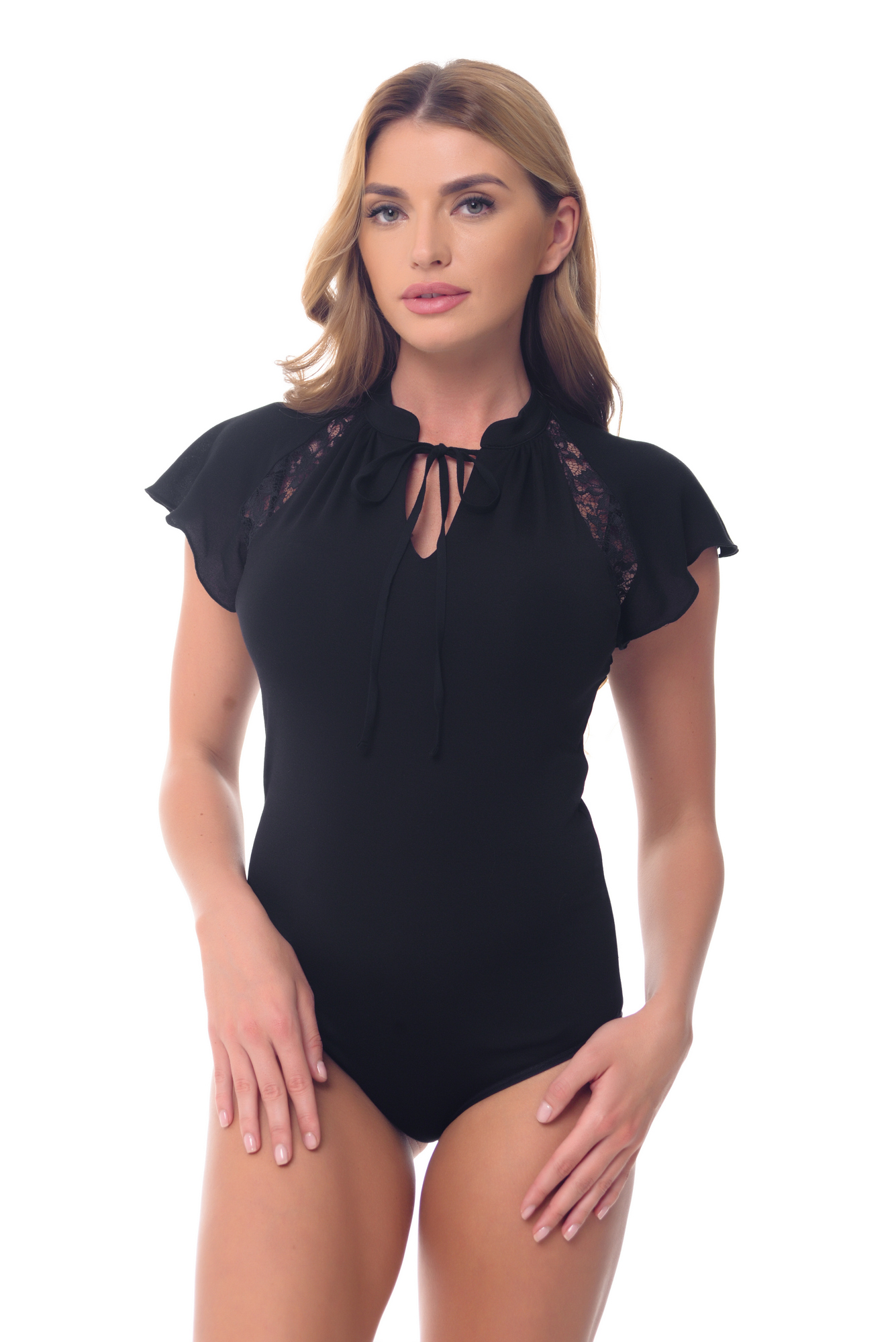 Buy Business Office Women Black blouse body Summer Short sleeve by Arefeva