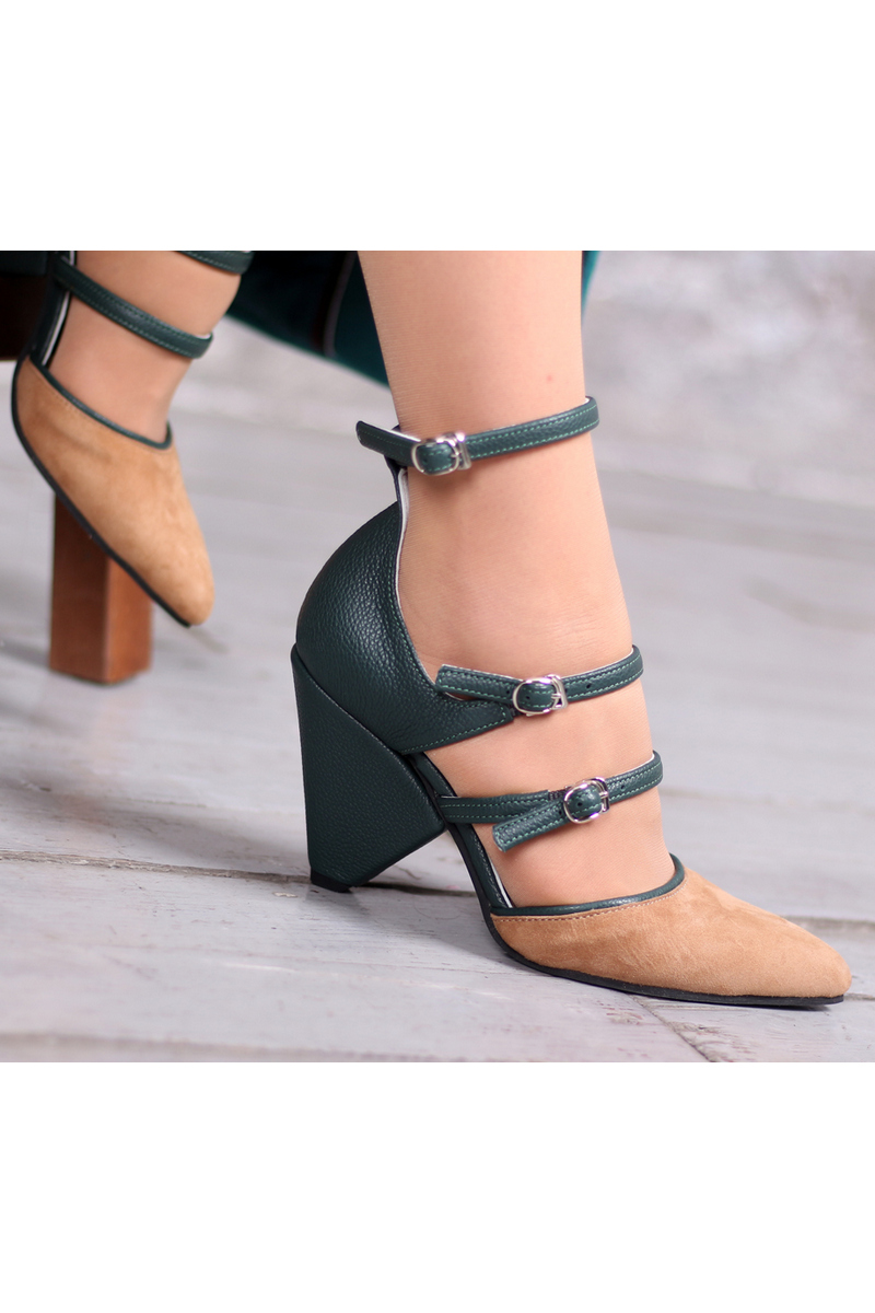 Buy Genuine leather heel pointed toe shoes, Stylish women casual party shoes