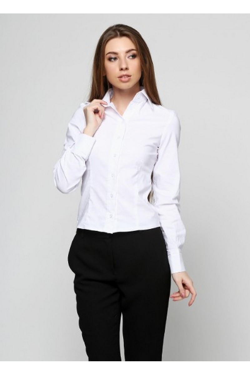 Buy Cotton white comfortable 3/4 sleeve classic buttons office business blouse