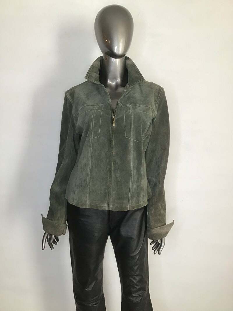 Buy Green women's jacket from real suede streetstyle jacket casual jacket modern jacket vintage jacket steep jacket retro style has size-large.