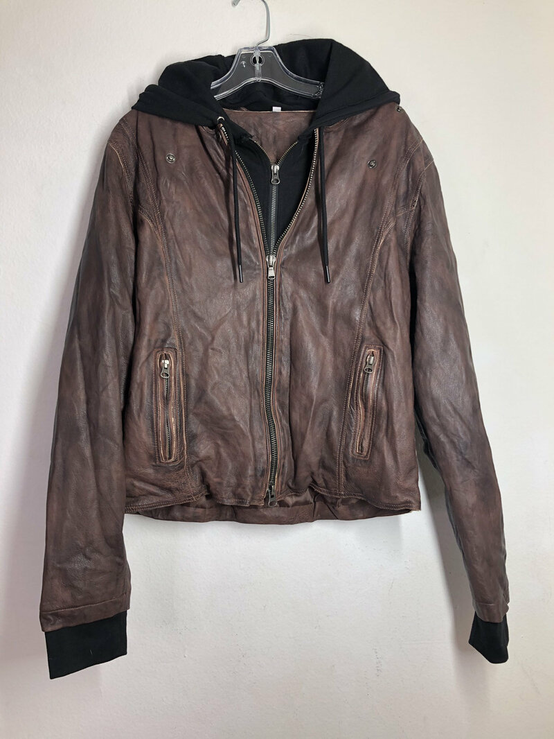 Buy Brown men's jacket from real leather hooded jacket streetstyle jacket bomber style jacket vintage jacket old jacket retro style size-medium.