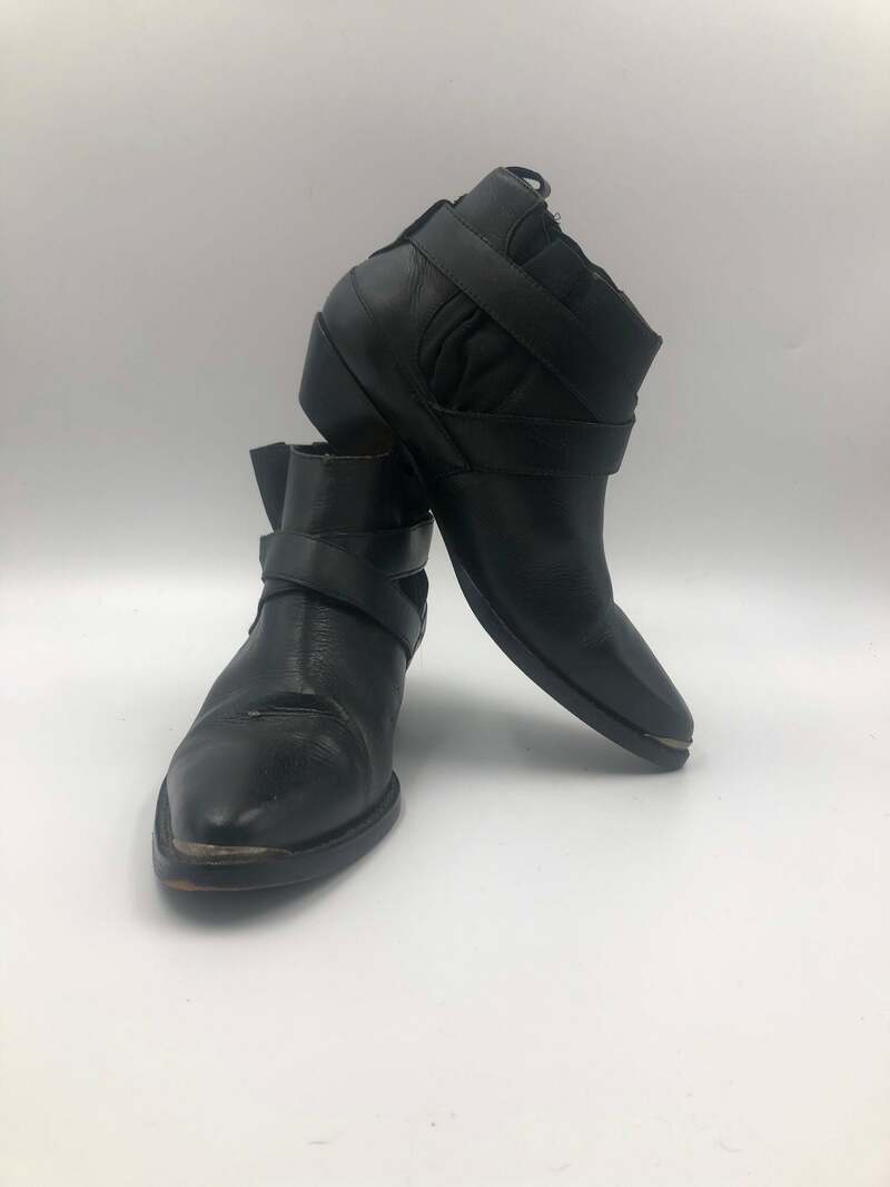 Buy Black men's shoes from real leather vintage shoes short shoes costume shoes classical shoes casual shoes with belts black color size 10 1/2.