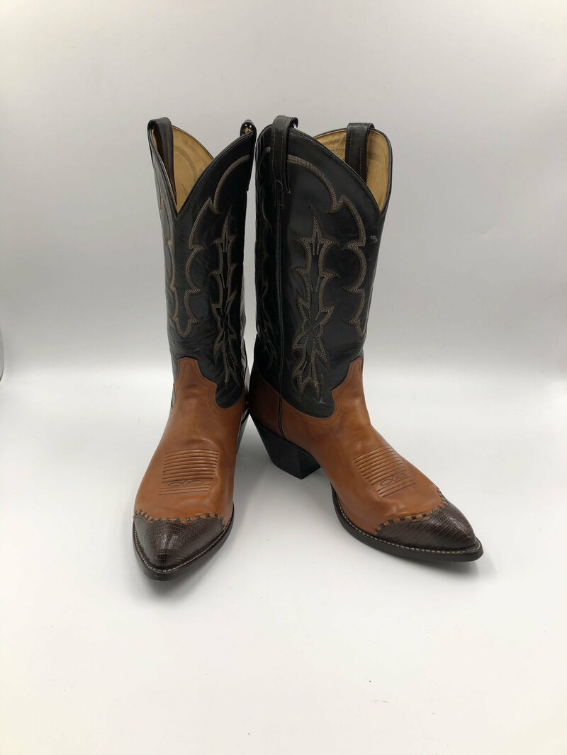 Buy Orange boots, men's boots, real leather, vintage embroidered with unique print, western style cowboy boots, orange with brown color size 12.
