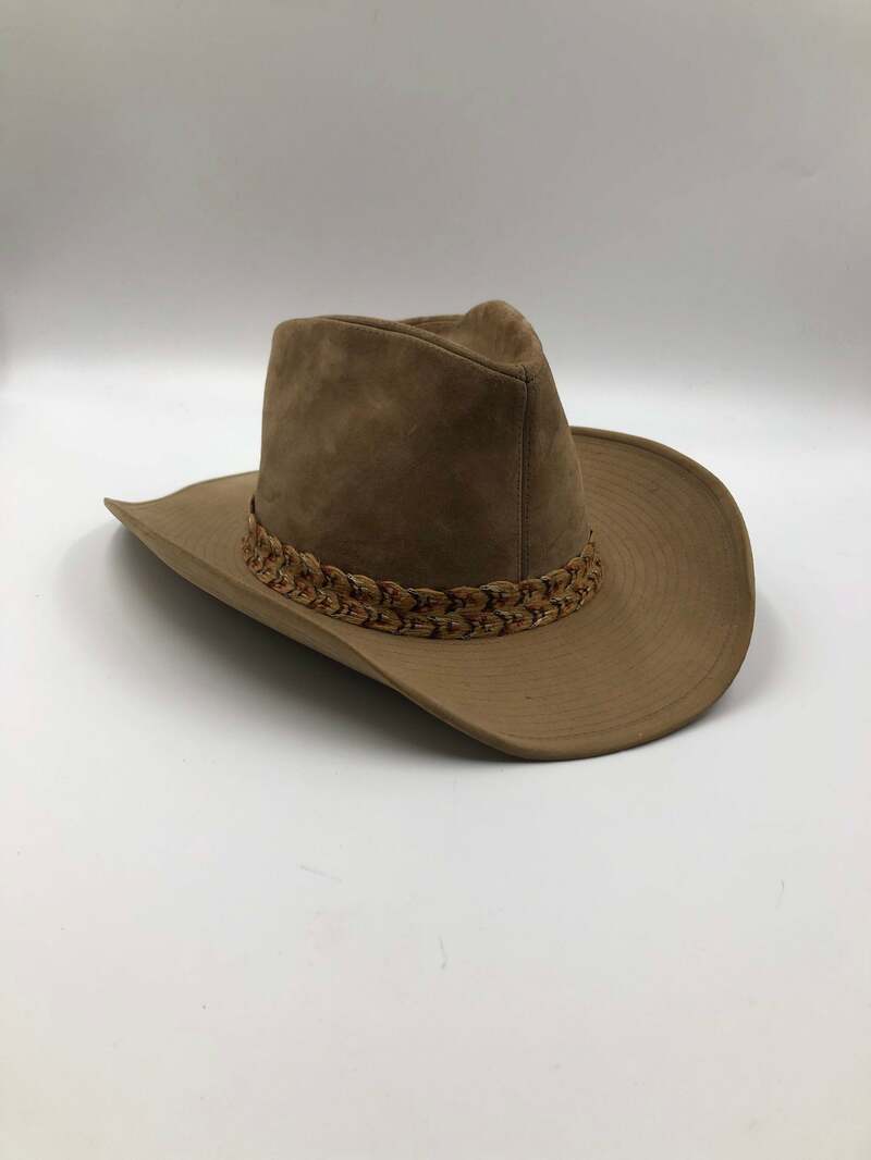 Buy Beige real suede cowboy hat 24 inches man.