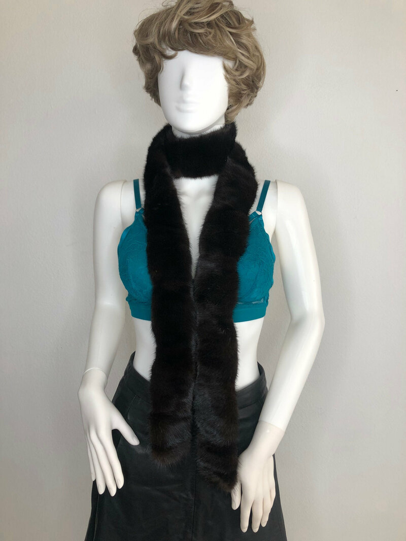Buy Black Women's scarf real mink fur festive look fluffy long scarf can be as belt vintage scarf party scarf show scarf has size-universal.