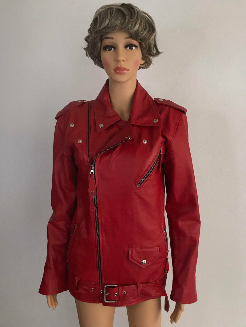 Buy Red women's jacket from real leather casual jacket for tall motorcycle style jacket vintage jacket steep jacket rocker jacket size-medium.