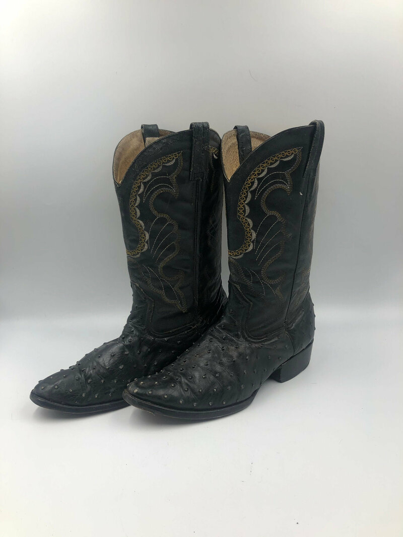 Buy Classic Men's High Boots in Cowboy style from Black leather with Western style beautiful embroidery narrow sock boots Men's size 9- 9 1/2.