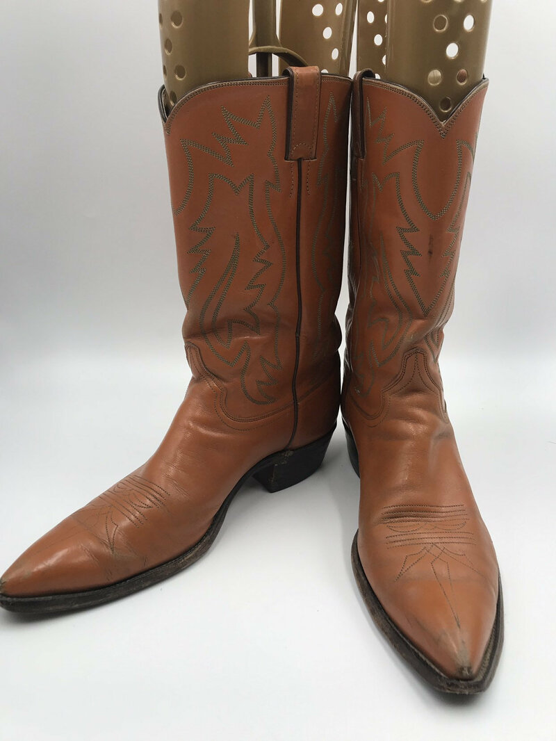 Buy Orange men's boots real leather vintage boots embroidered with unique pattern western style cowboy boots country style has size 12.
