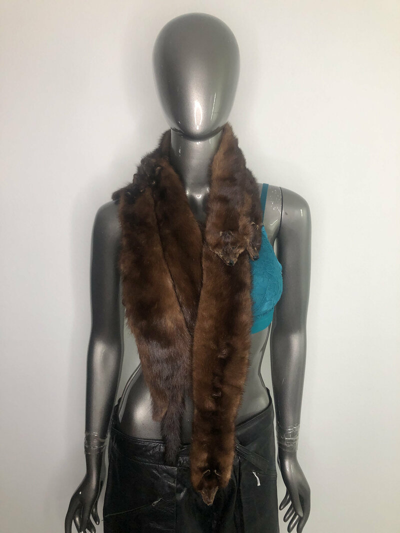 Buy Brown Women's Scarf from real mink fur mink pieces paws muzzles and tails vintage scarf wedding scarf TV show scarf party scarf has onesize.