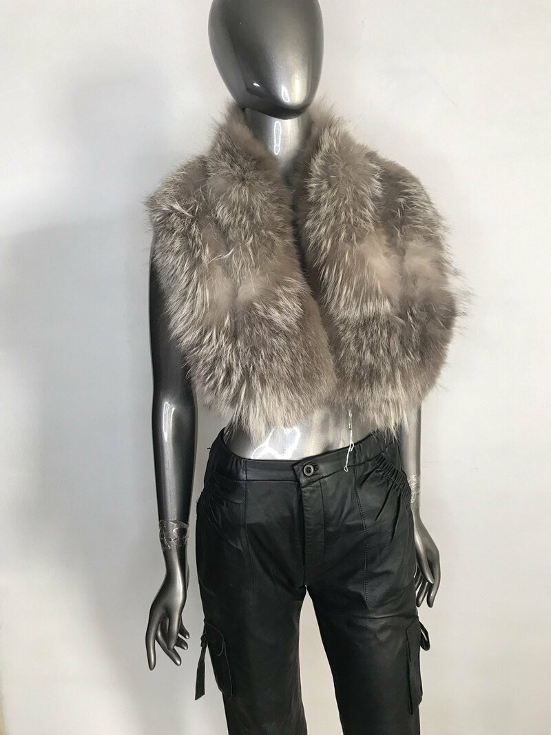 Buy Polar Fox Fur Collar Fluffy Womens long cozy collar in retro style vintage warm collar for coat or jacket universal size.