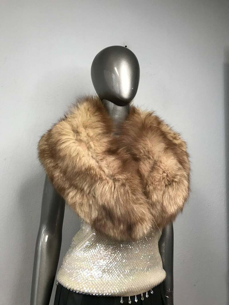 Buy Polar Fox Fur Collar Women's light gray big cozy collar for coat or jacket vintage style size universale.