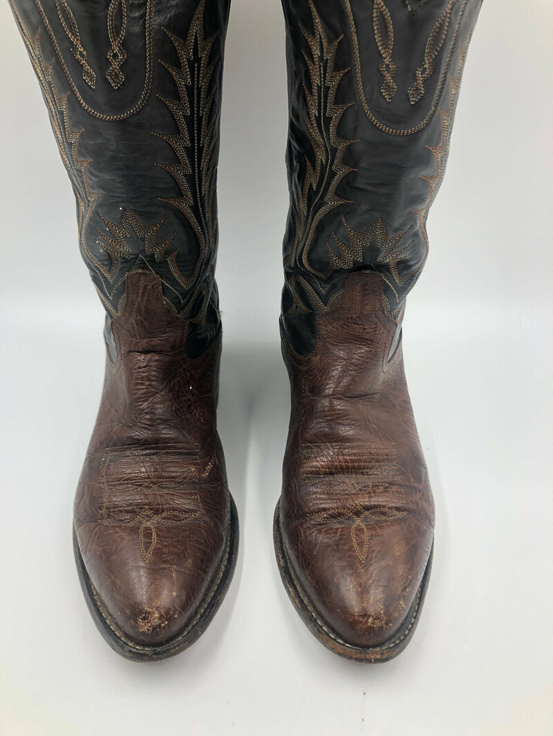 Buy Brown real leather cowboy boots with embroidery man size 10