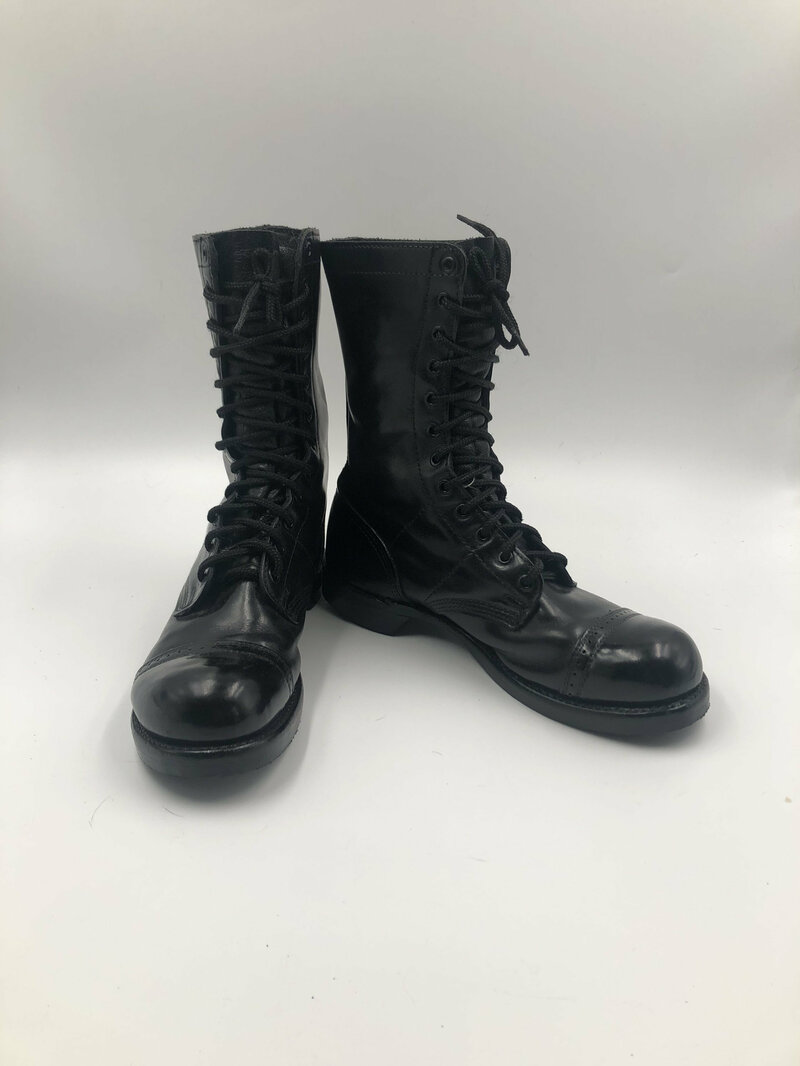Buy Black real leather boots with laces man size 10