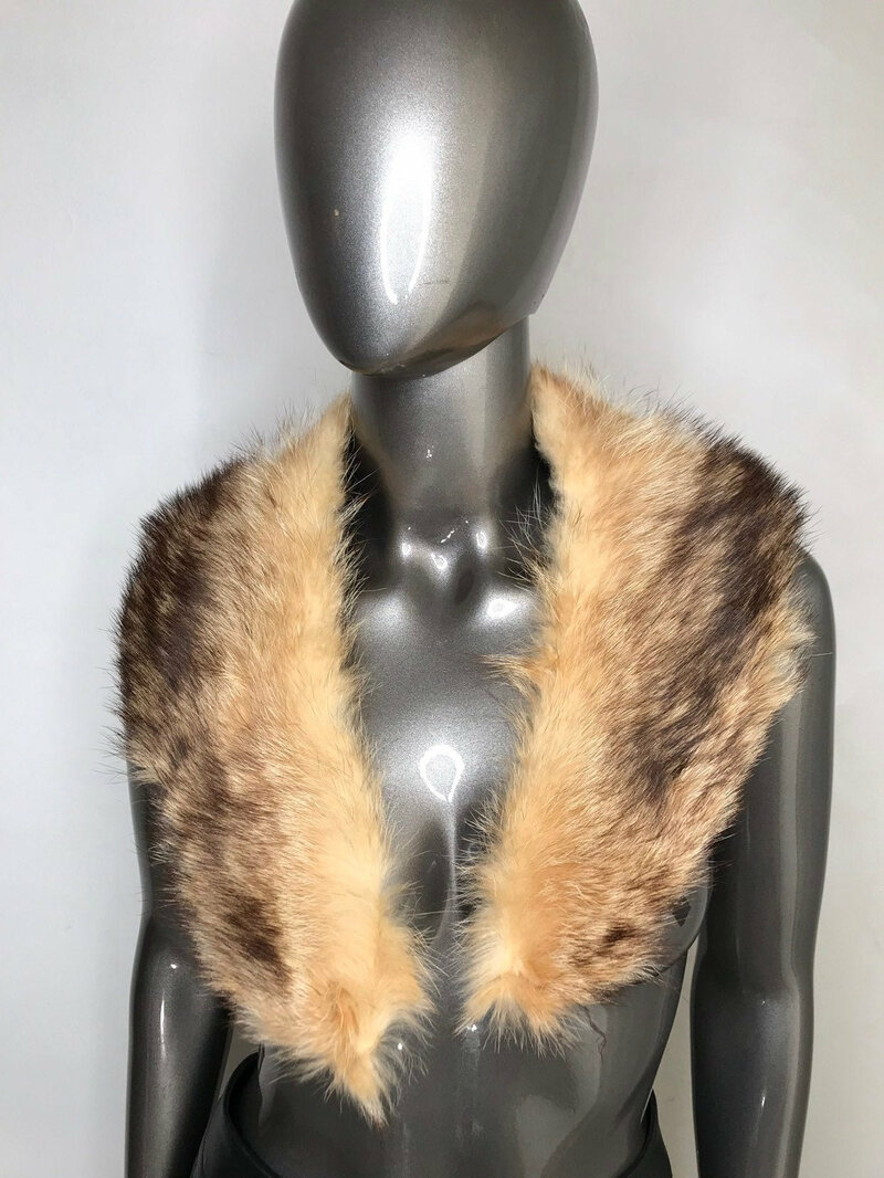 Buy Fur Collar Fluffy Brown Color Women's in retro style vintage warm collar for coat or jacket universal size.