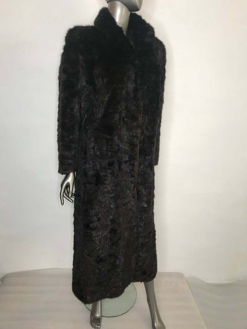 Buy Dark brown Women's Coat from real mink fur casual winter coat warm coat long coat vintage coat steep streetstyle coat has size - medium.