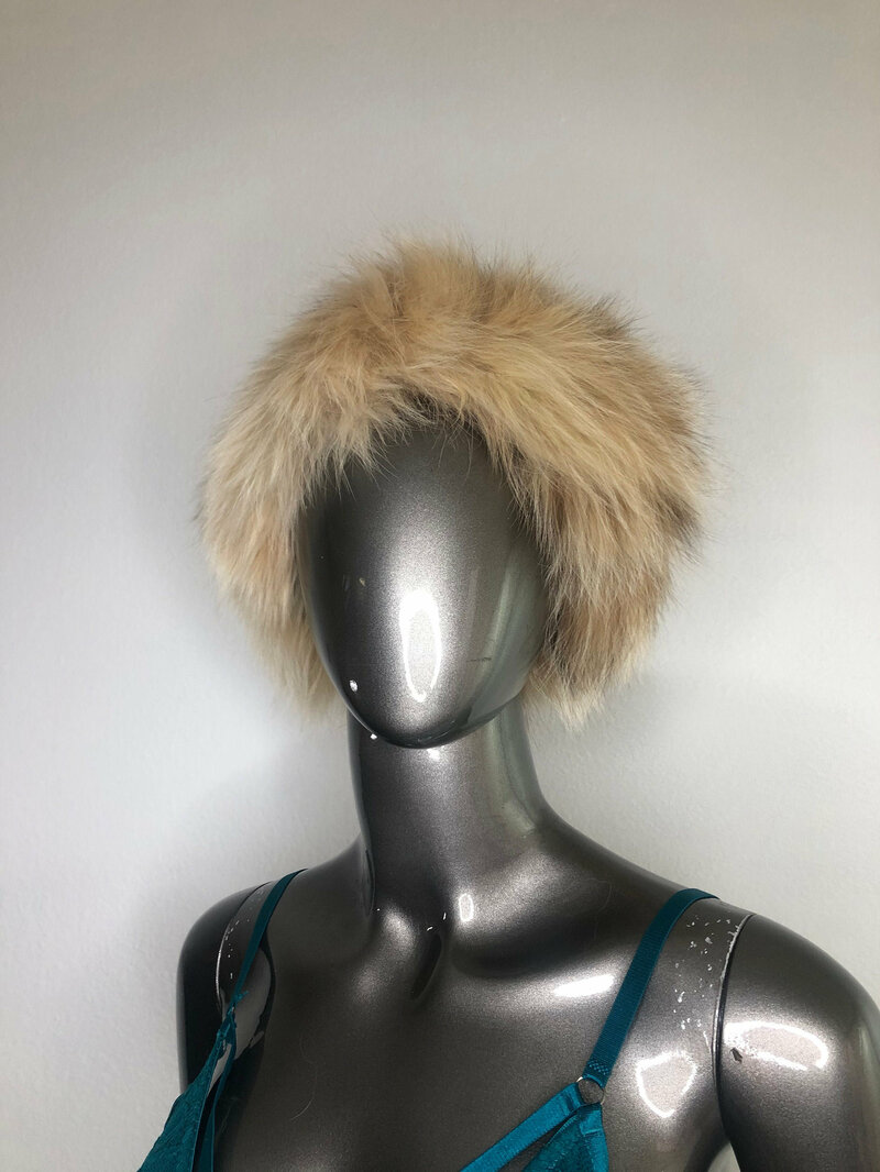 Buy Beige hat from real fox fur casual hat classical hat warm hat winter hat beautiful hat vintage hat streetstyle hat retro hat has size-large.