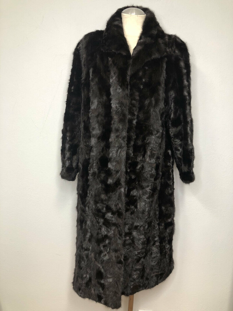 Buy Mink Fur Coat Womens Black long fur coat from a natural mink fur with big cozy collar warm fur coat the womens size medium.
