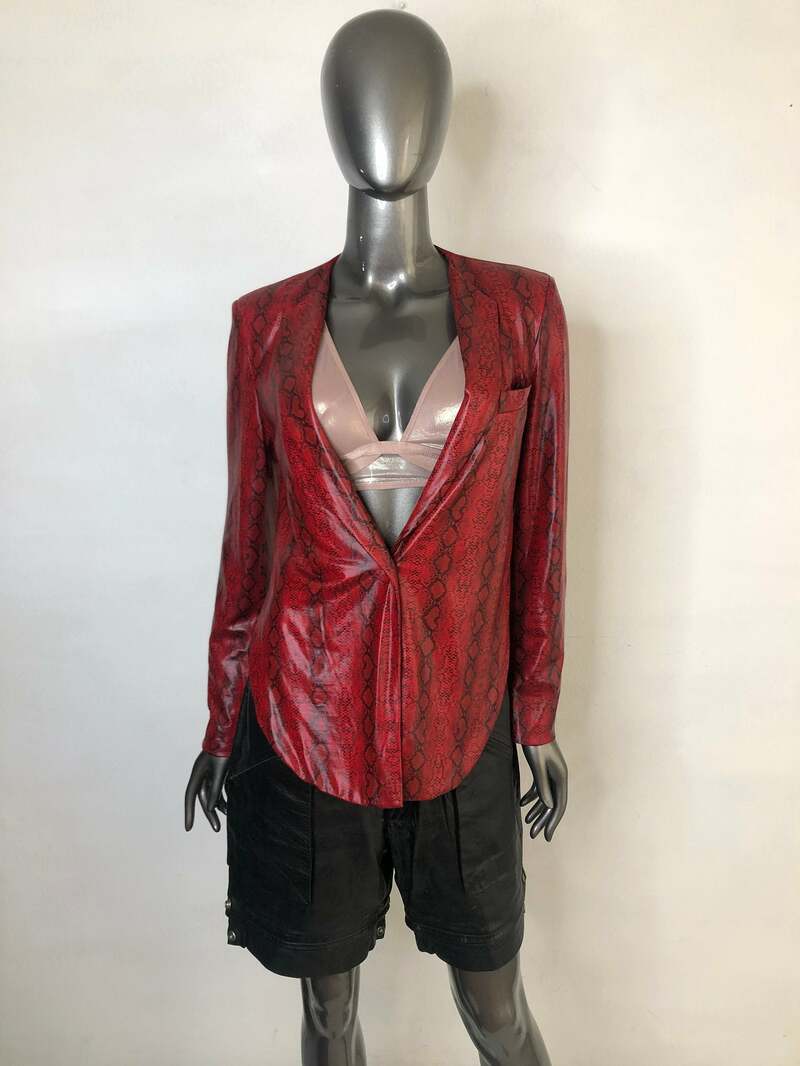 Buy Red women's tailcoat made from cotton blend with snake print evening tailcoat party jacket vintage tailcoat show style has size-small.