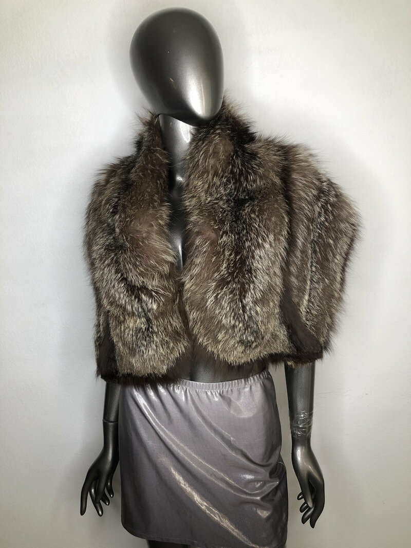 Buy Silver Fox Fur Bolero Collar for Parties and Weddings fluffy festive look fastens on hooks universal size.
