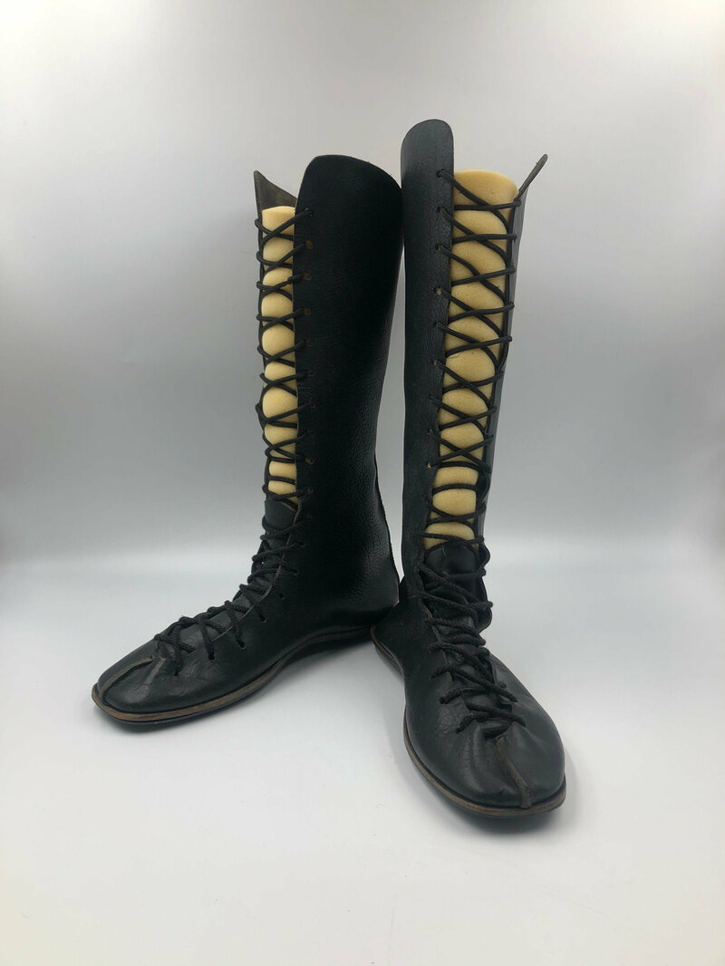 Buy Black boots men's boots real leather vintage style with laces stage boots theatre boots ballet boots streetstyle long black color size 9.