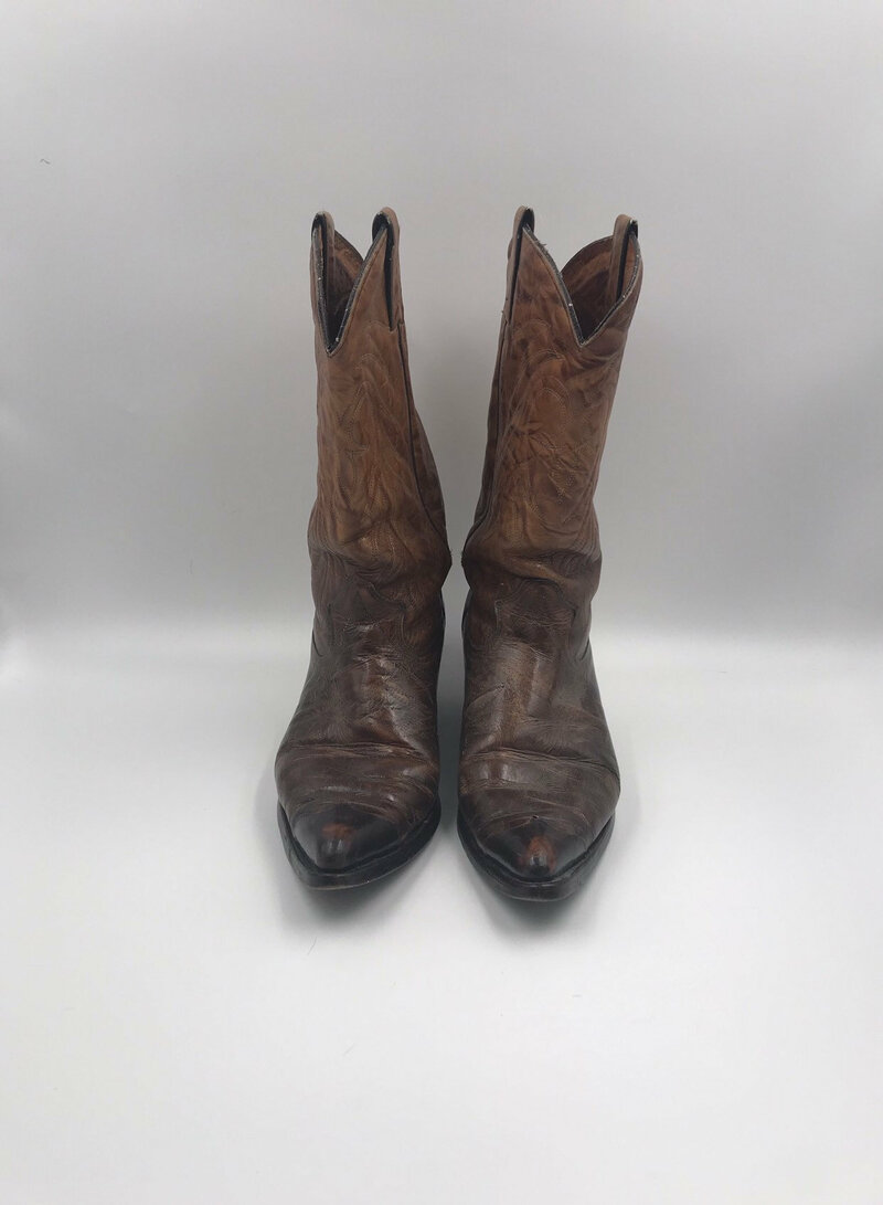 Buy Cowboy Boots Leather Western Style brown original designer boots decorated  embroidery men's size 11 1/2.