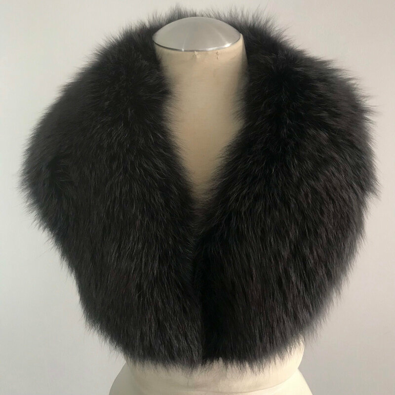 Buy Dark gray womens collar real fox fur festive look cinema style vintage short collar retro collar wedding style TV show collar one size.