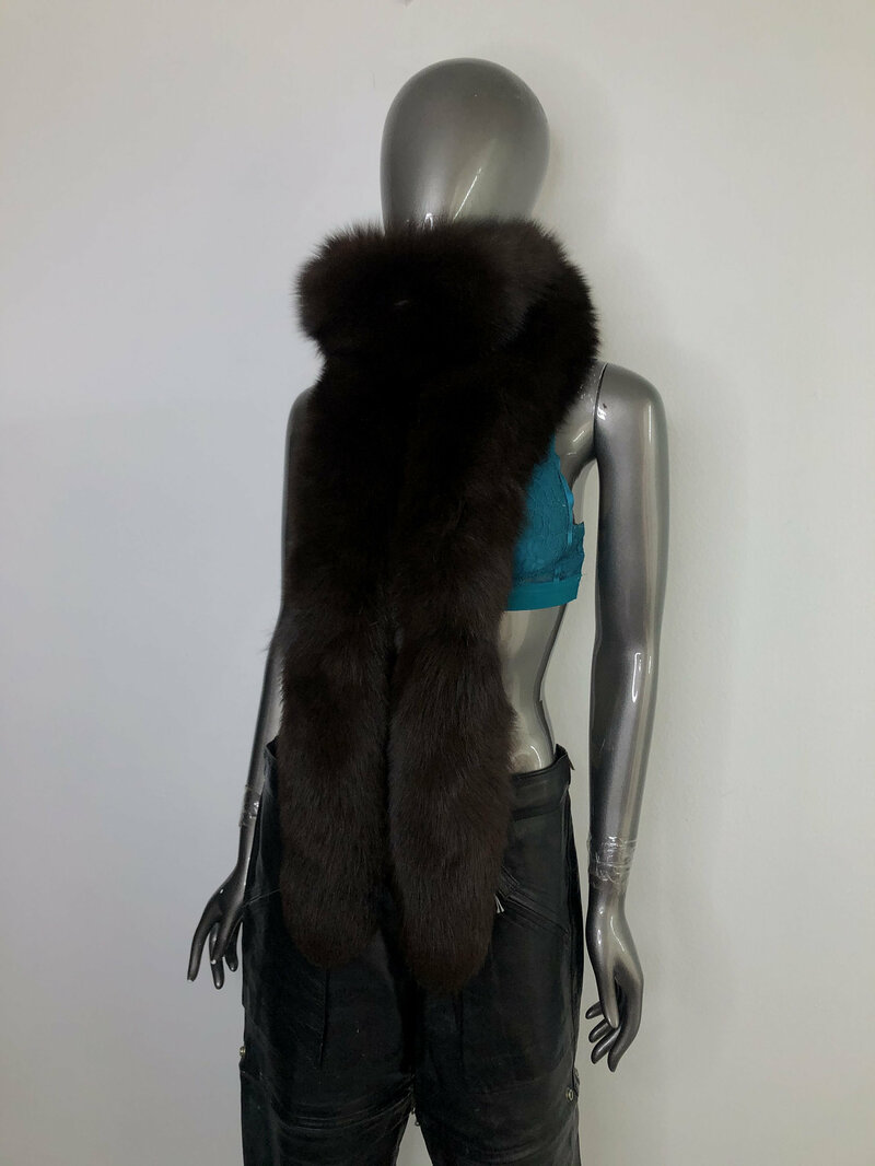 Buy Brown Fox Fur Scarf Boa Womens fluffy long and cozy warm splendid accessory for Red carpet universal size.