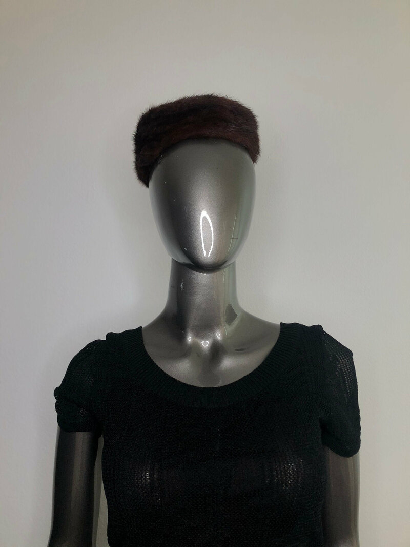 Buy Brown hat from real mink casual hat theatre hat warm hat winter hat original hat vintage hat with hairpins hat cinema hat has size-medium.