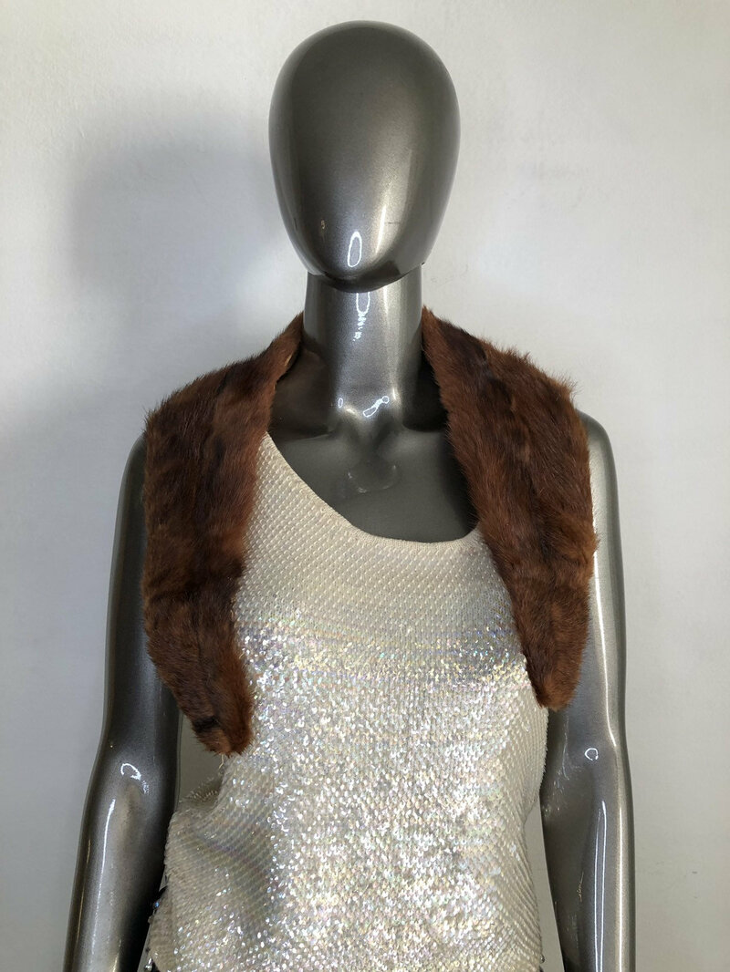 Buy Mink Fur Orange Brown Women's Collar,natural fur, wide collar in vintage style, warm collar for coat or dress, universal size.