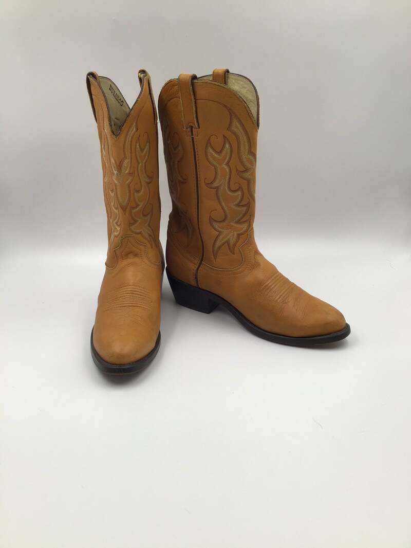 Buy Durango orange men's boots from real leather vintage boots embroidered with unique pattern western cowboy boots streetstyle boots size 10.