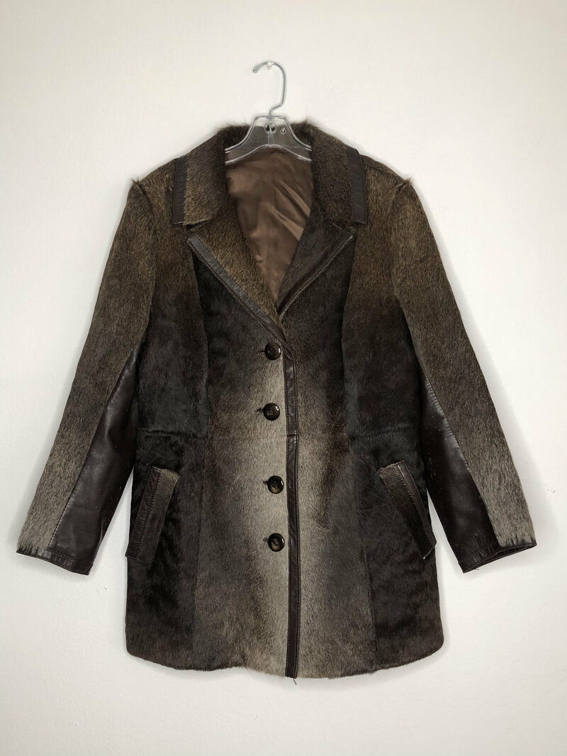 Buy Brown mens coat from real cow fur casual coat classical coat warm coat midi coat vintage coat metrosexual coat streetstyle coat size-small.