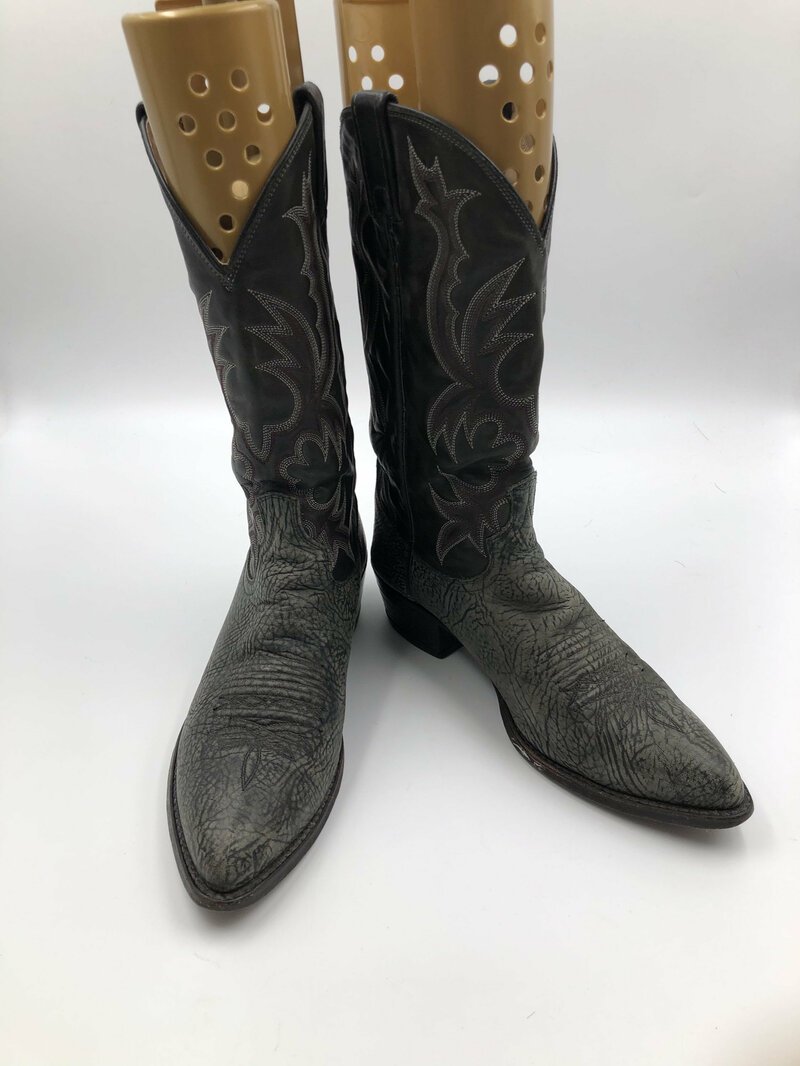 Buy Dan post men's boots real leather vintage embroidered with unique pattern western style cowboy boots streetstyle retro gray size 10 1/2D.