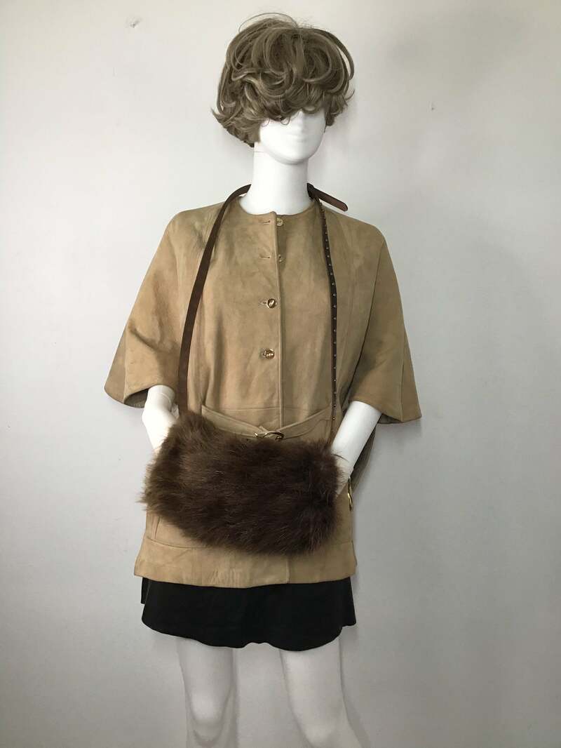 Buy Brown women's muff from real beaver fur festive look fluffy warm cinema style muff vintage muff retro muff muff for party has size medium.