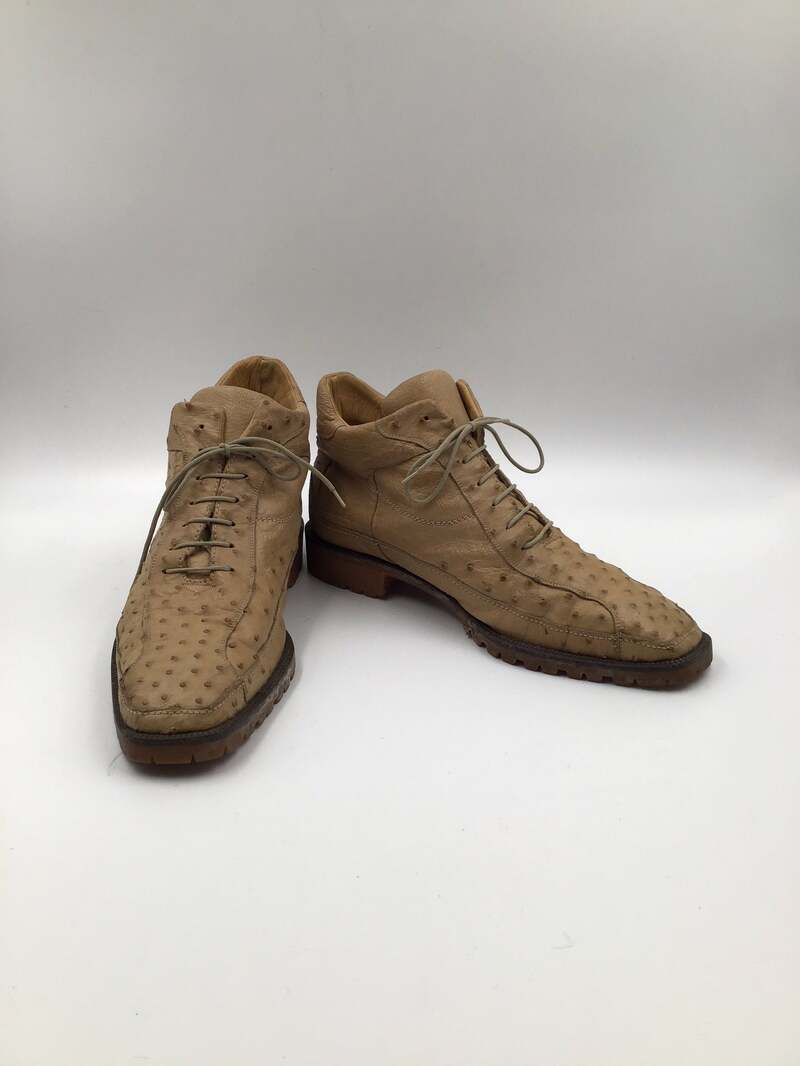 Buy Beige men's shoes from real ostrich leather vintage shoes short shoes costume shoes classical shoes casual shoes beige color has size 11.
