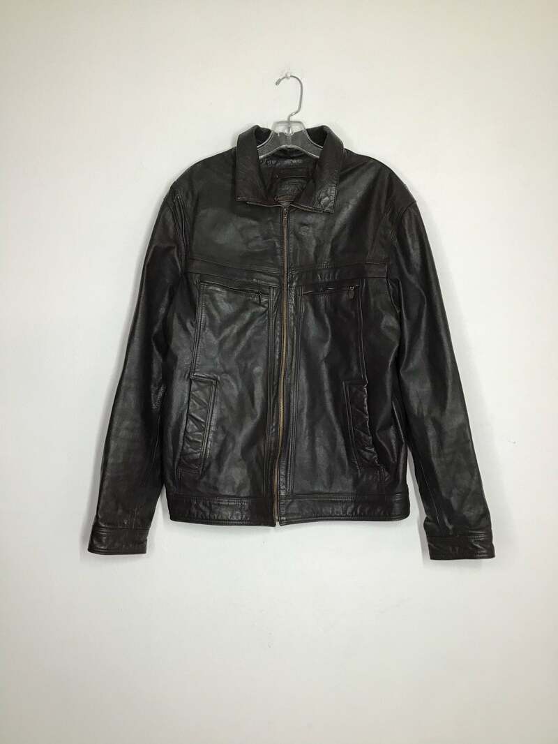 Buy Dark brown men's jacket from real leather rocker jacket bomber style motorcycle jacket vintage jacket streetstyle jacket has size-large.