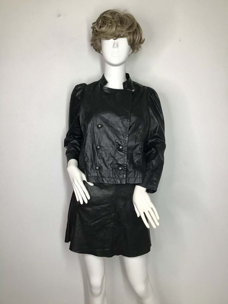 Buy Black women's jacket from real leather casual jacket classical jacket short jacket vintage jacket old jacket retro style has size-small.