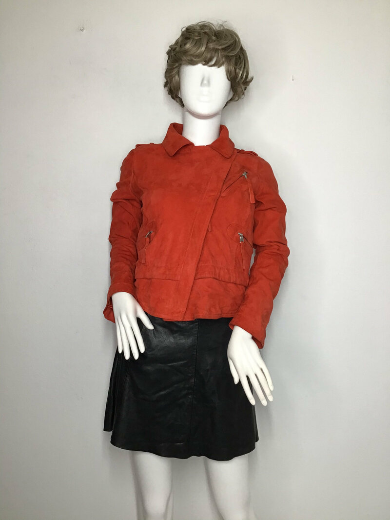 Buy Orange women's jacket made from real suede casual jacket short jacket demi-season jacket vintage jacket old jacket retro style size-small.