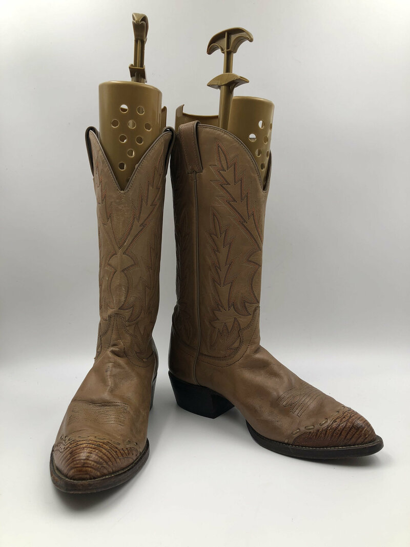 Buy Light brown men's boots from real leather vintage boots embroidered with unique pattern western style cowboy boots country style size 11.