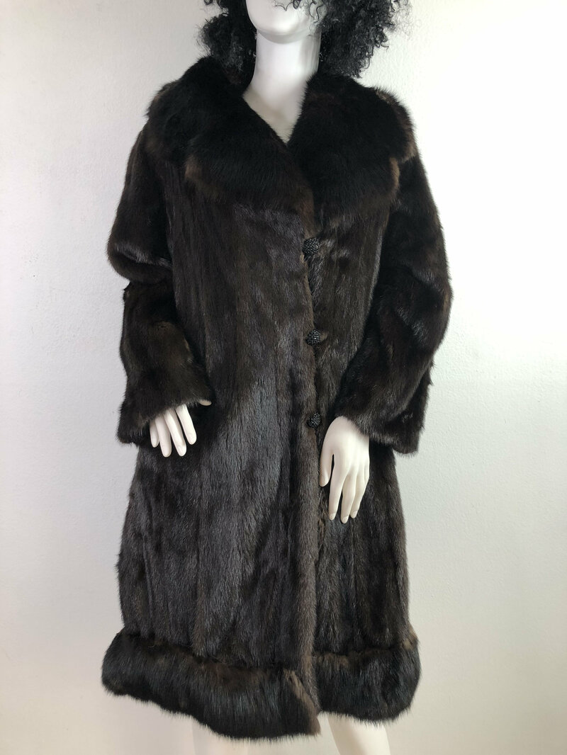Buy Brown Womens Coat real mink fur casual soft fur coat winter coat warm coat long coat vintage coat steep streetstyle coat has size - medium.