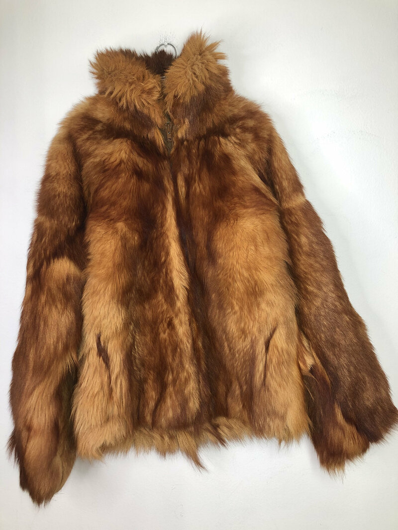 Buy Orange mens coat from real goat fur casual coat classical coat warm coat long coat vintage coat winter coat streetstyle coat size-medium.