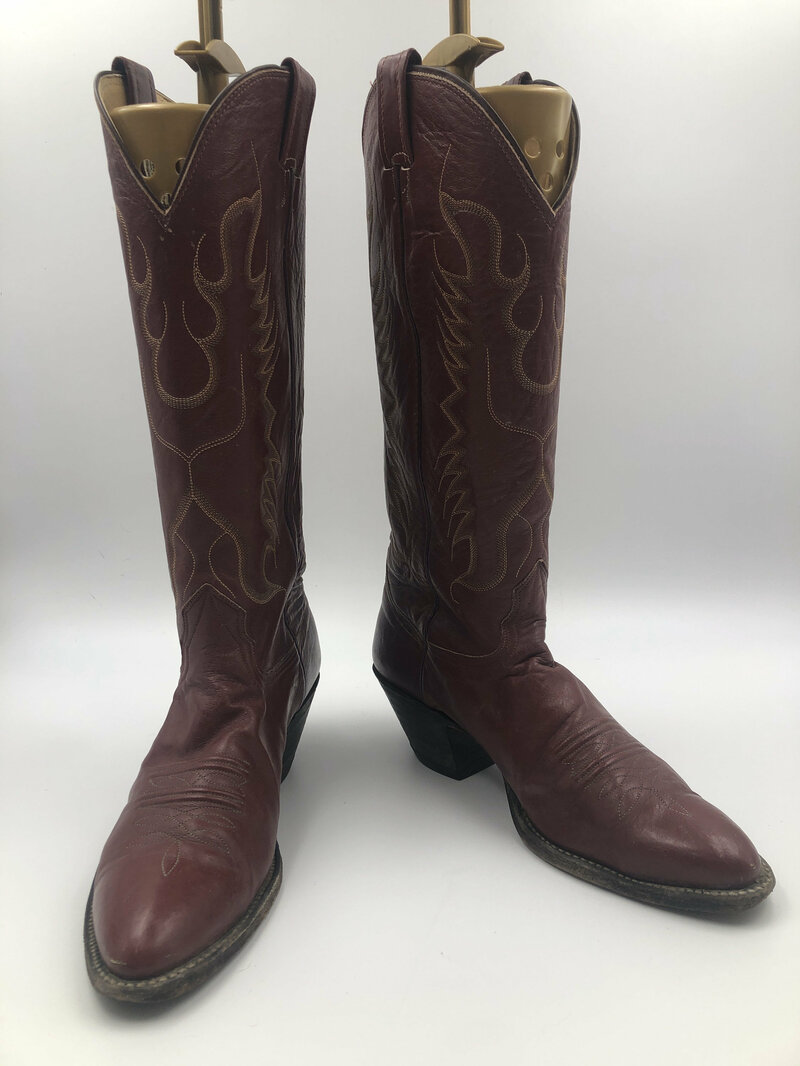 Buy Red men's boots from real leather vintage embroidered with unique pattern western style cowboy boots streetstyle retro boots has size 10.